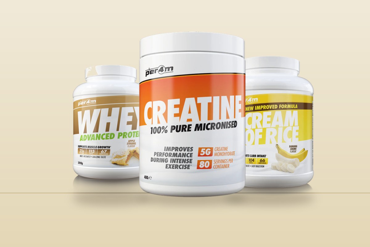 The Mass Stack — Per4m Whey, Micronised Creatine and Cream of Rice